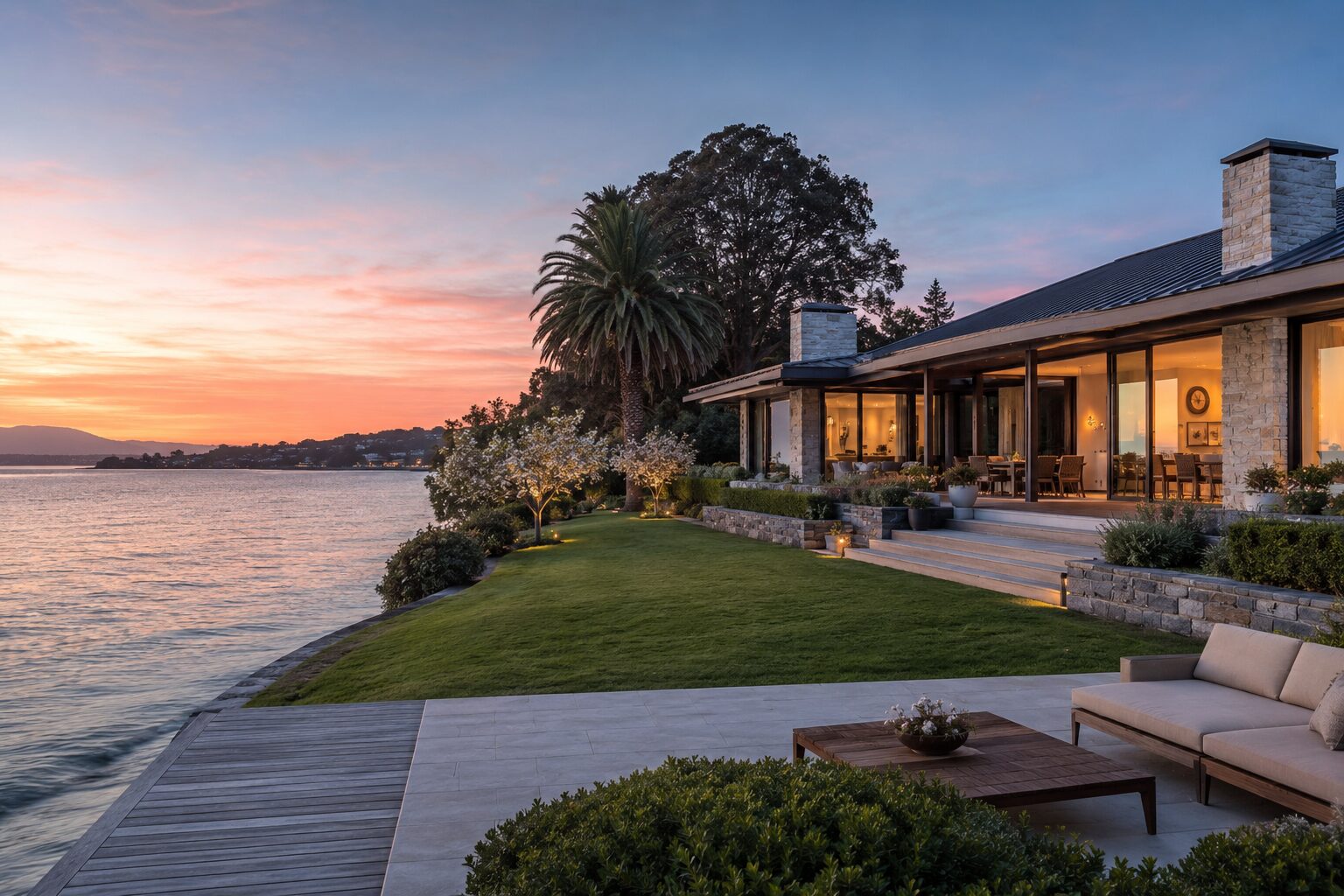 A New Zealand waterfront home on the water's edge